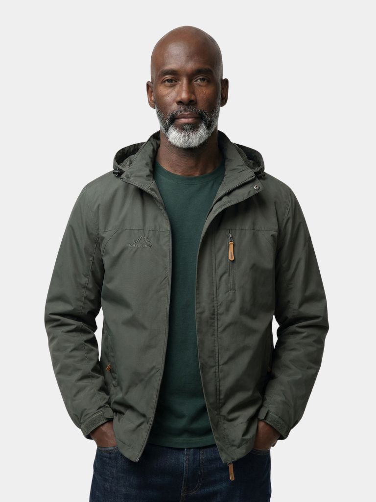Montaracrest tactical waterproof jacket for expeditions, shown in durable, weather-resistant fabric with multiple pockets and adjustable features.