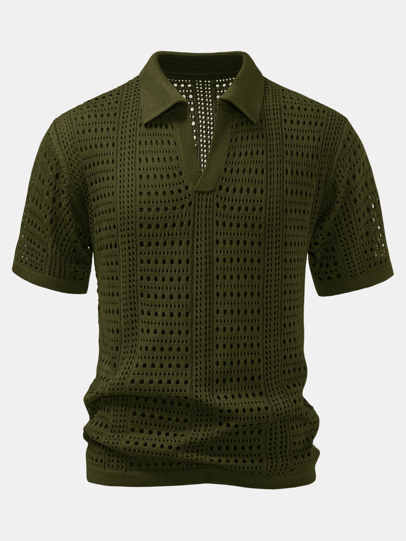 V-Neck Knit Polo Shirt