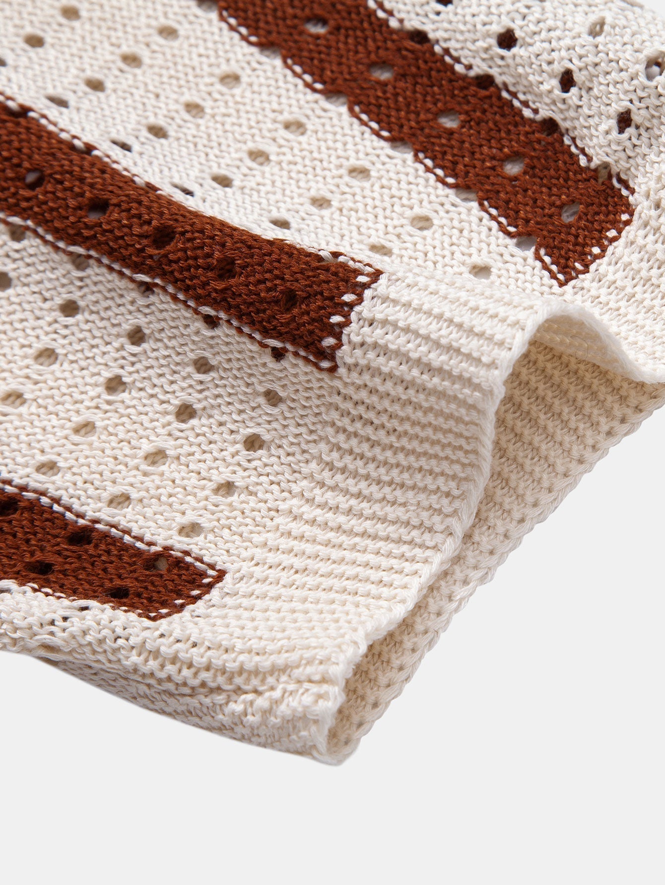 Striped Shirt Featuring Knitted Eyelets & Straight-Leg Linen Pants - Montaracrest