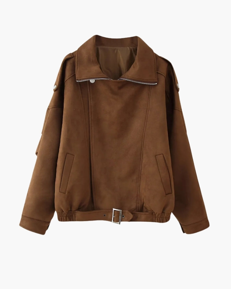 Vintage Draped Suede Effect Jacket