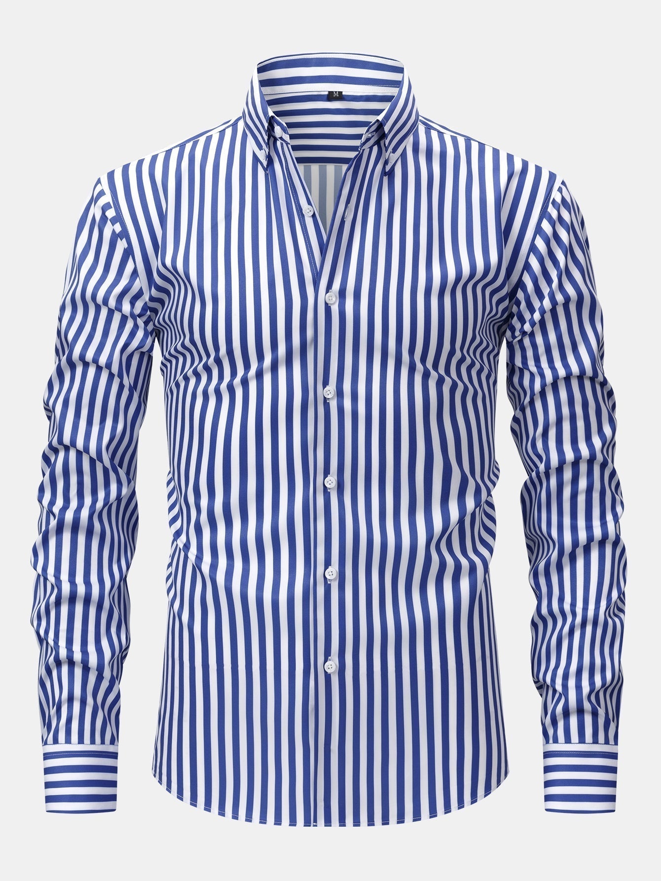Striped Long Sleeve Button-Up Shirt with Wide Leg Slim Fit Trousers - Montaracrest