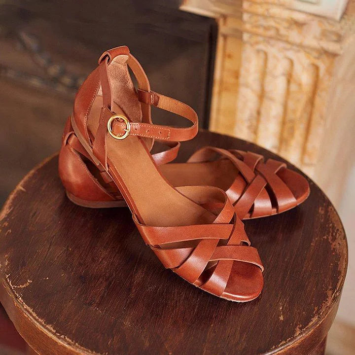Montaracrest women's low sandal with ankle strap, featuring a sleek design and comfortable fit, ideal for casual wear.