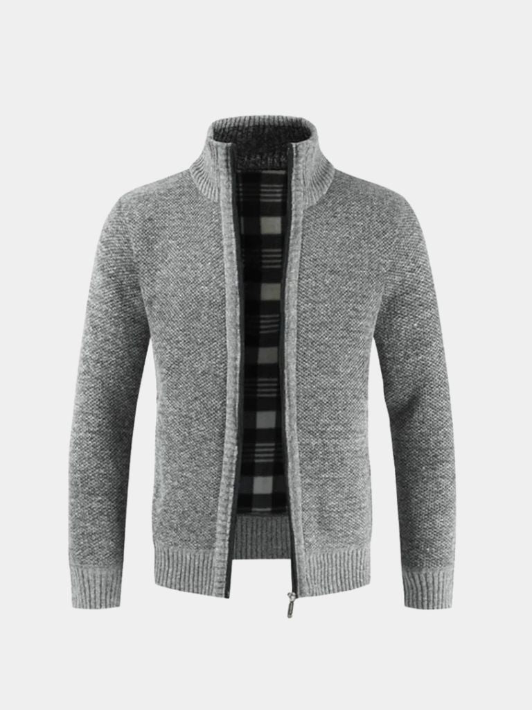 Montaracrest knitted jacket with textured woven pattern, long sleeves, and classic collar, stylish and warm for casual wear.