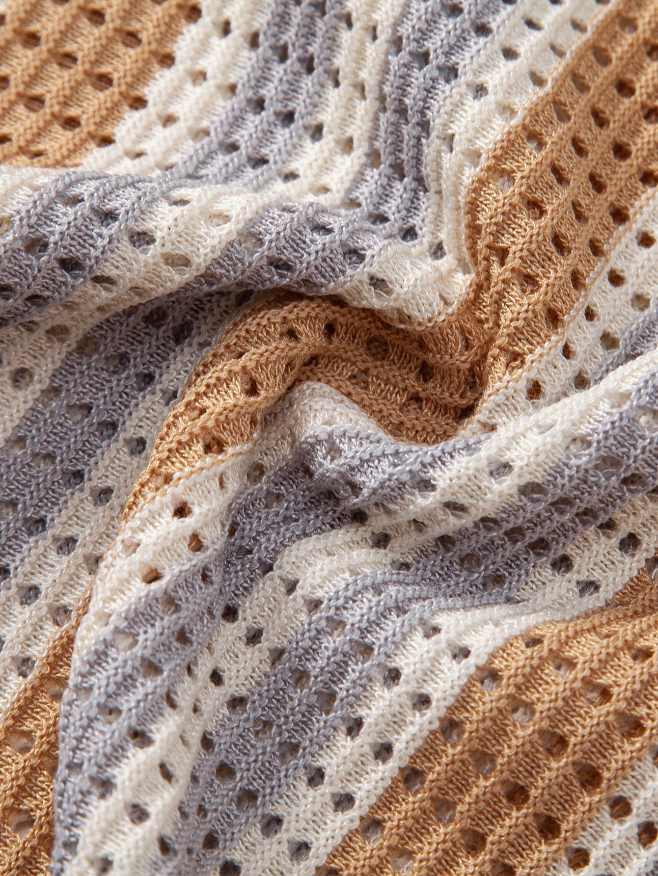 Striped Shirt Featuring Crochet Eyelets & Straight-Leg Linen Trousers