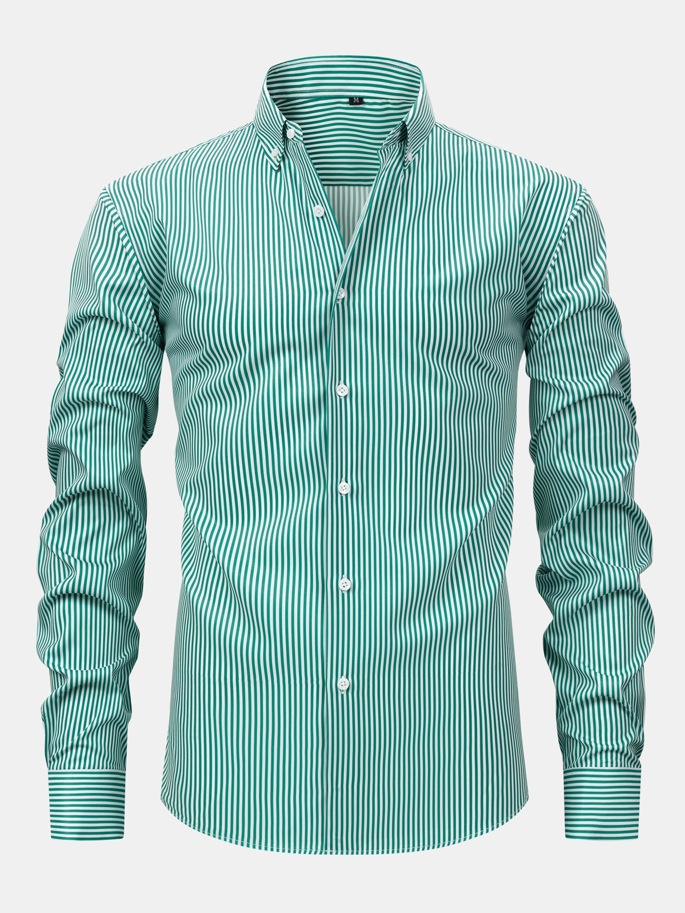Button-Up Long Sleeve Striped Shirt with Slim Fit Tapered Pants