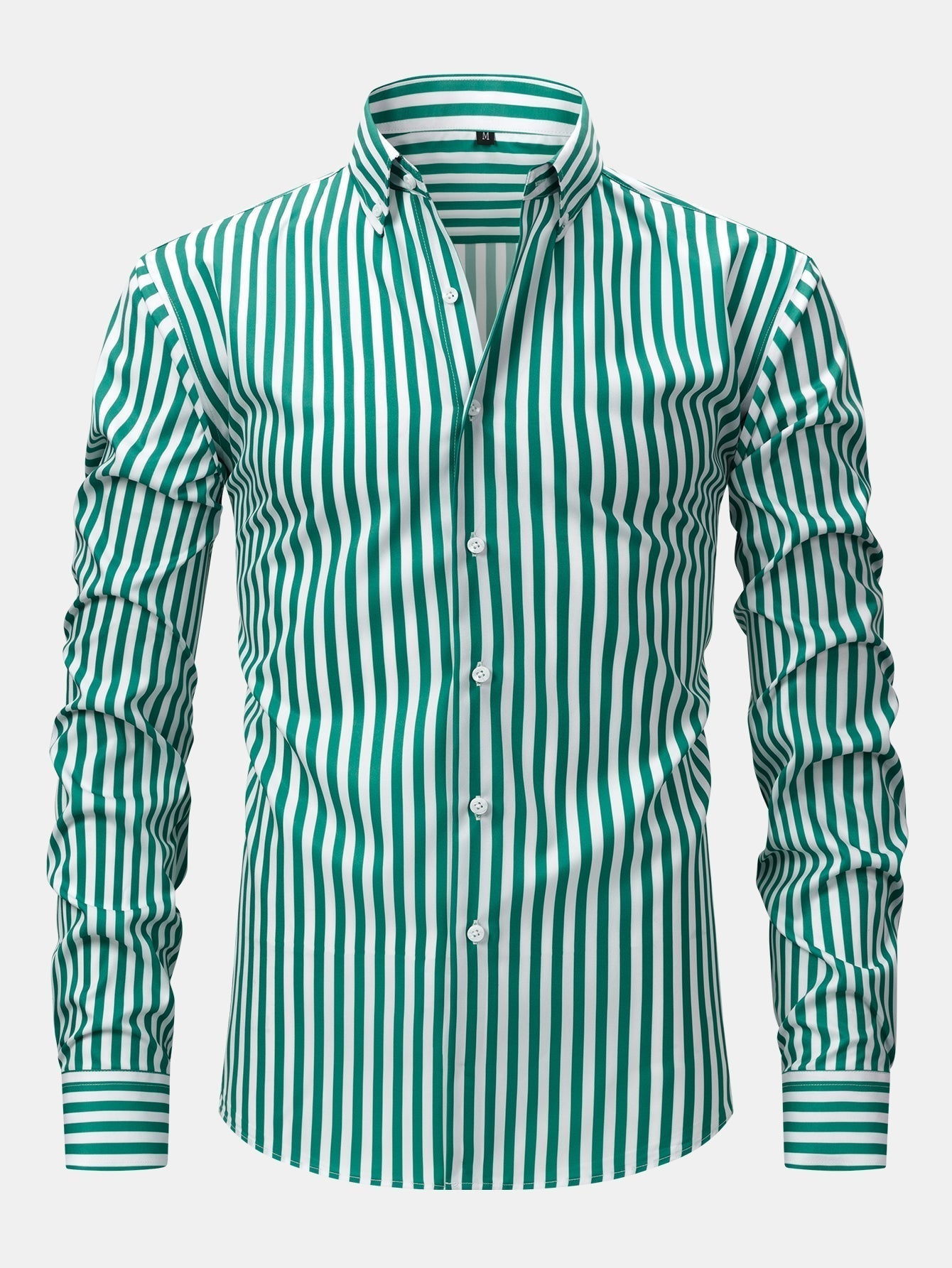 Striped Long Sleeve Button-Up Shirt with Wide Leg Slim Fit Trousers - Montaracrest
