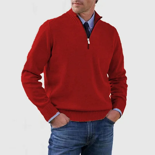 Elegant Men's Mid-Zip Pullover