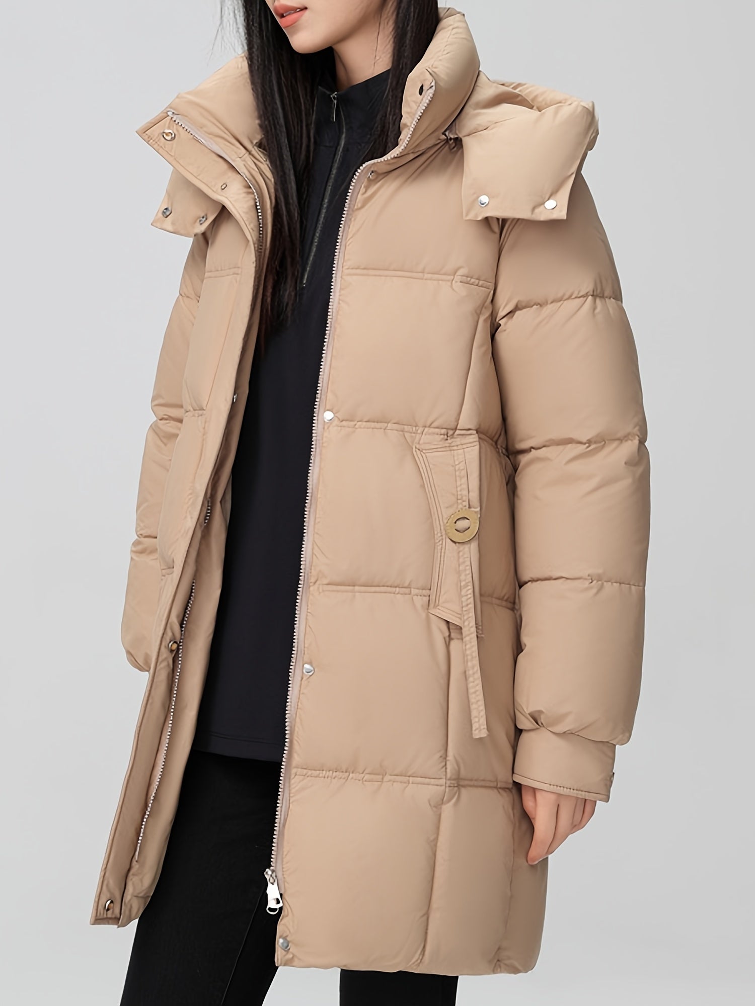Amelia | Belted Hooded Longline Puffer Coat