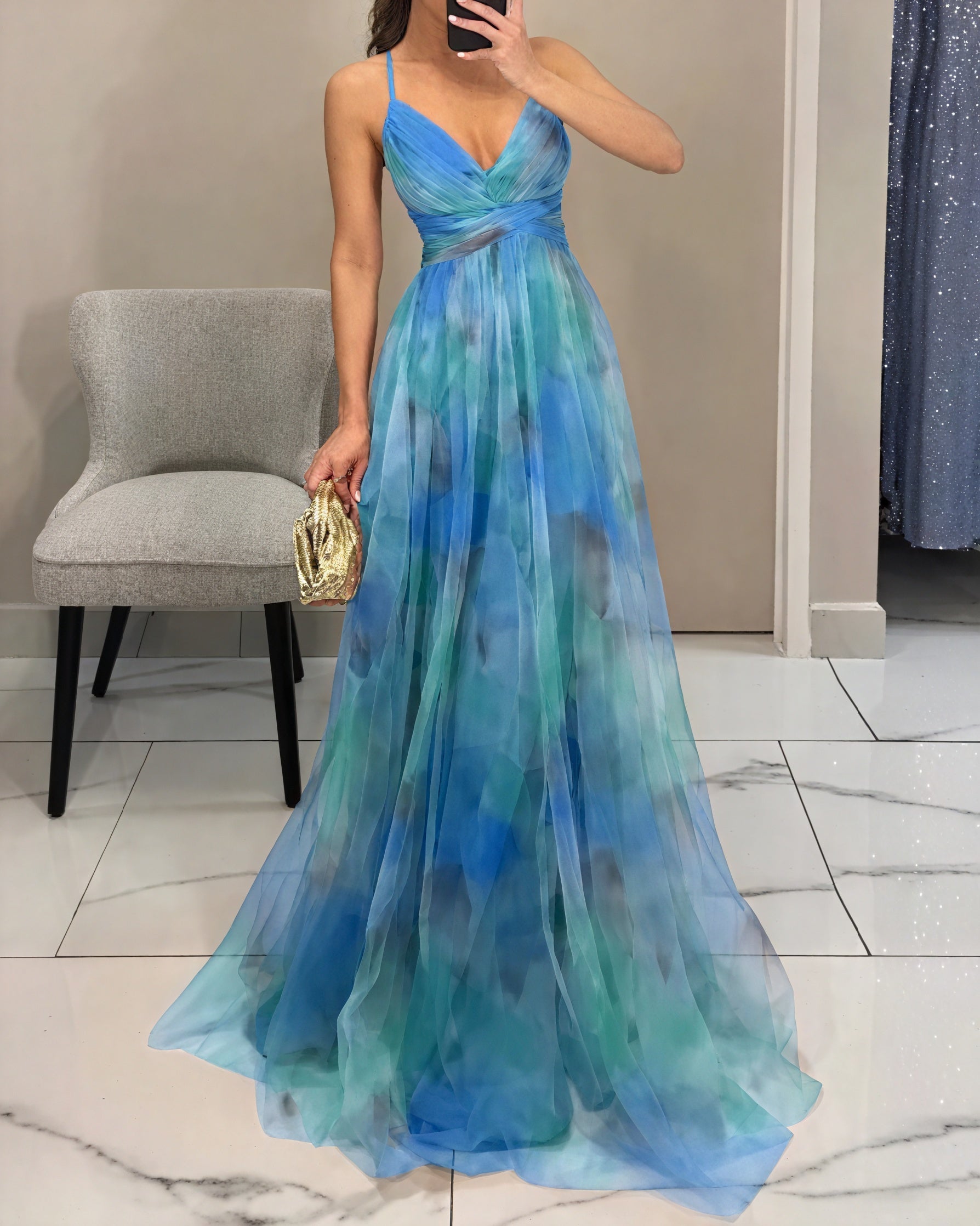 Celeste™ luminous ethereal dress by Montaracrest featuring flowing fabric and elegant design with delicate details.