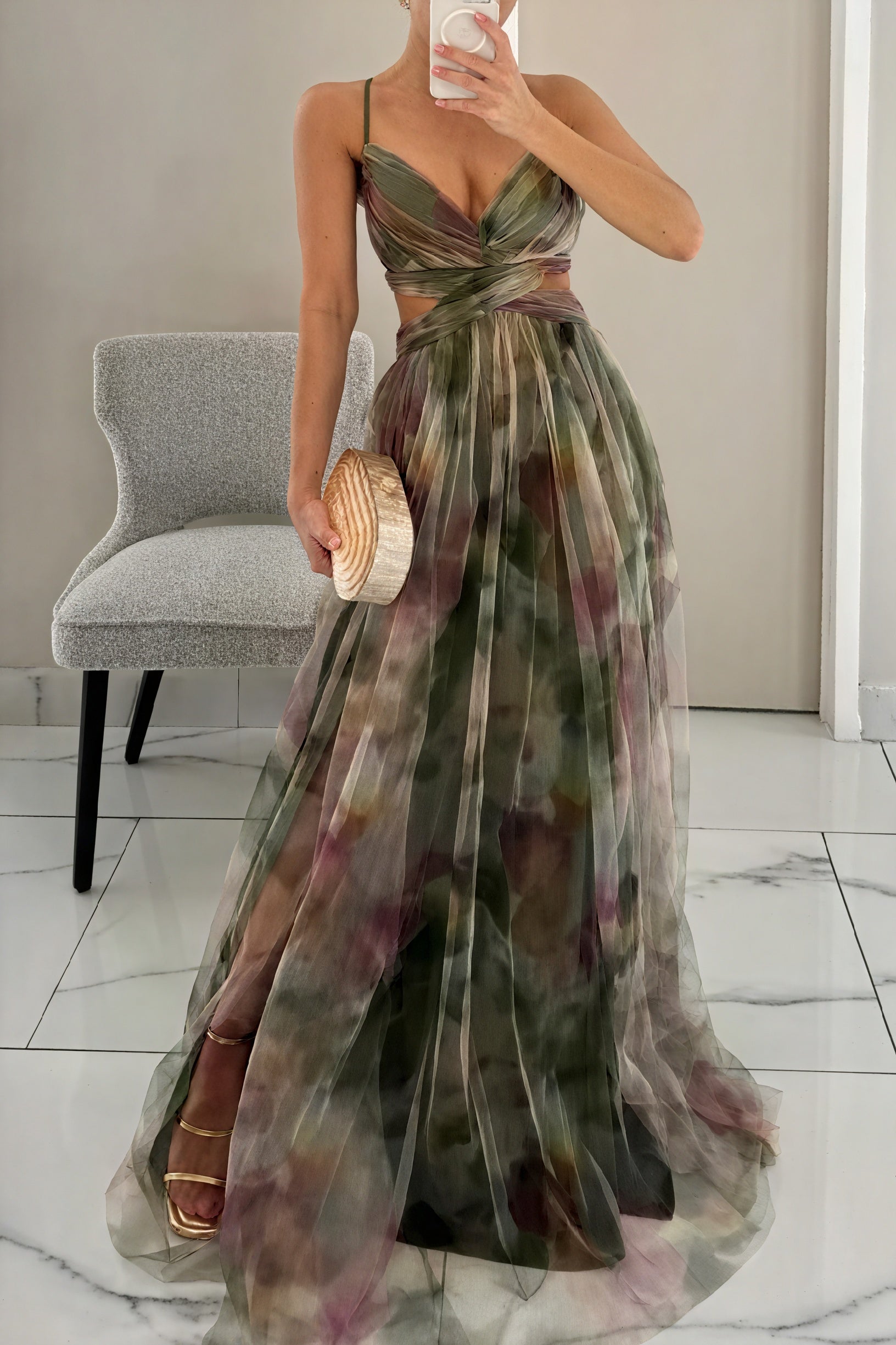 Celeste™ luminous ethereal dress by Montaracrest featuring flowing fabric and elegant design, shown in a stylish full-length view.