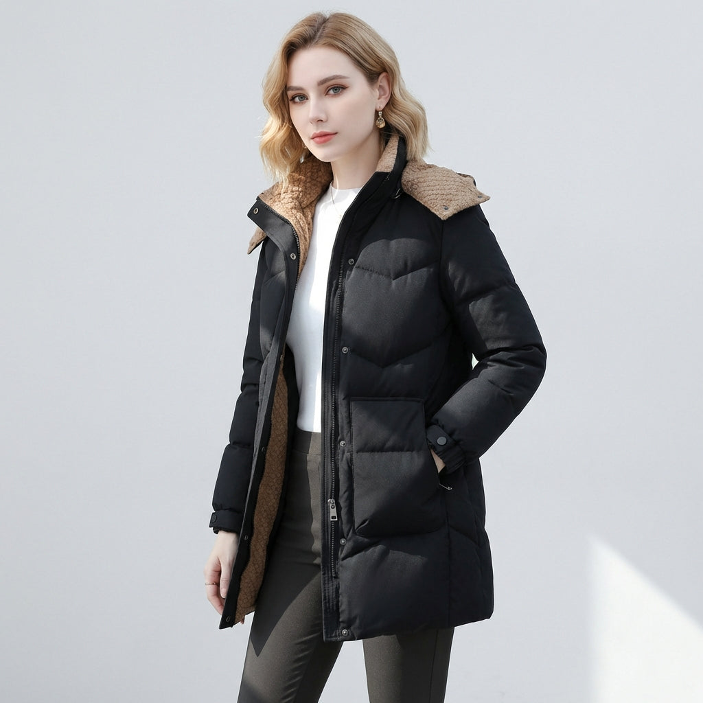 Ellie | Sherpa-Collar Hooded Puffer Coat