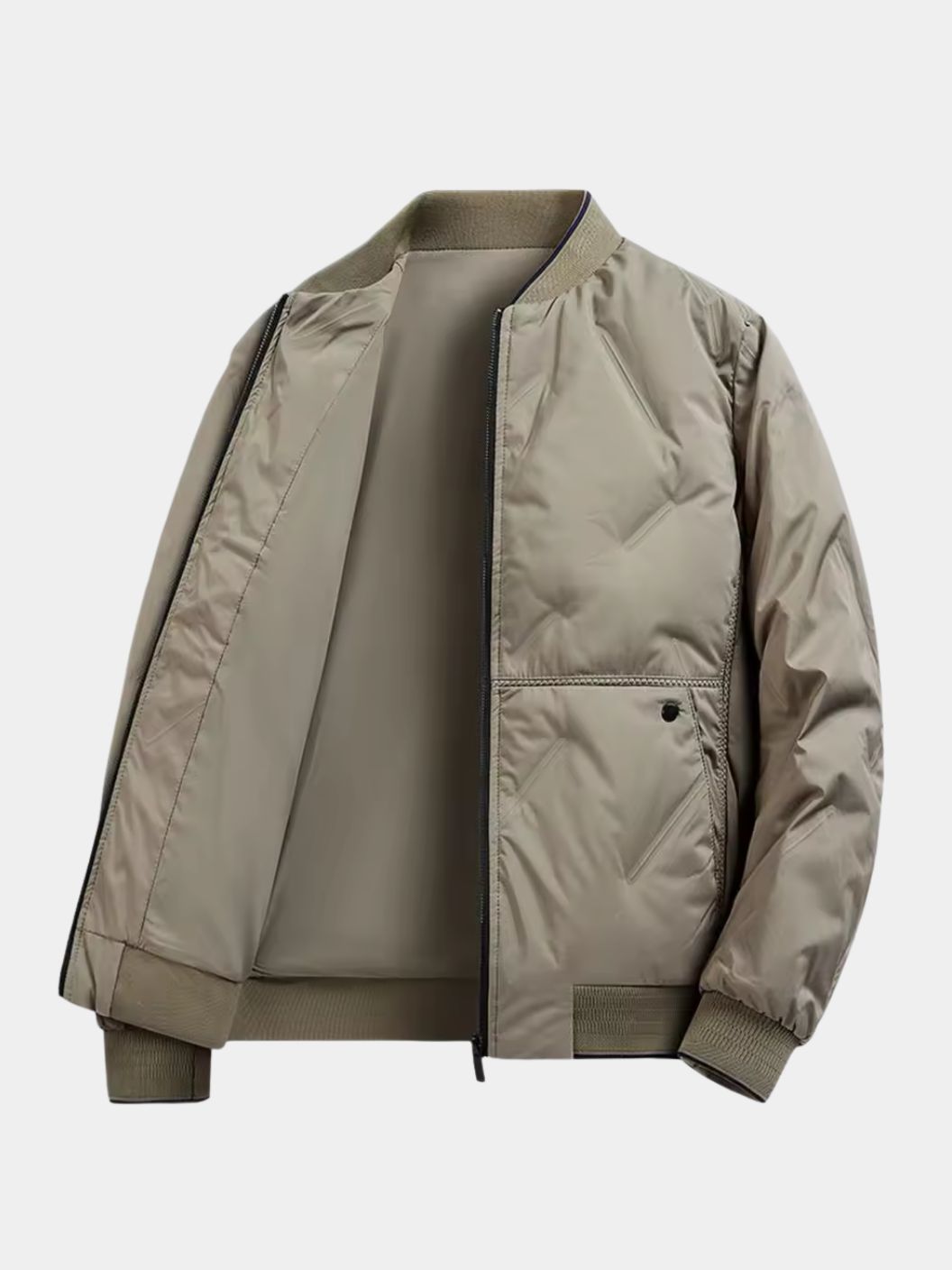 Montaracrest Savoy Heritage bomber jacket in navy, featuring ribbed cuffs and collar, displayed on a hanger.