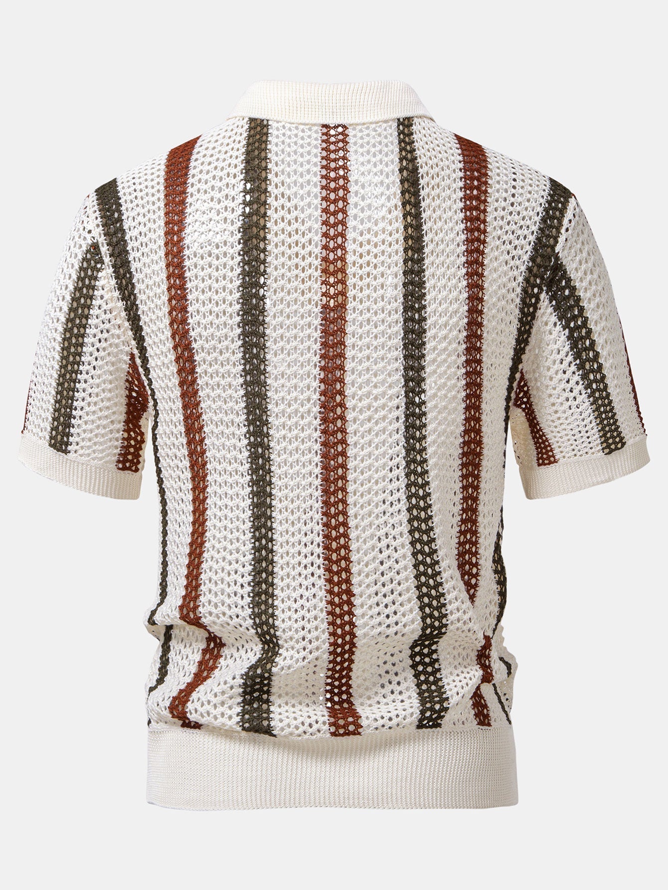 V-Neck Striped Crochet Polo - Montaracrest