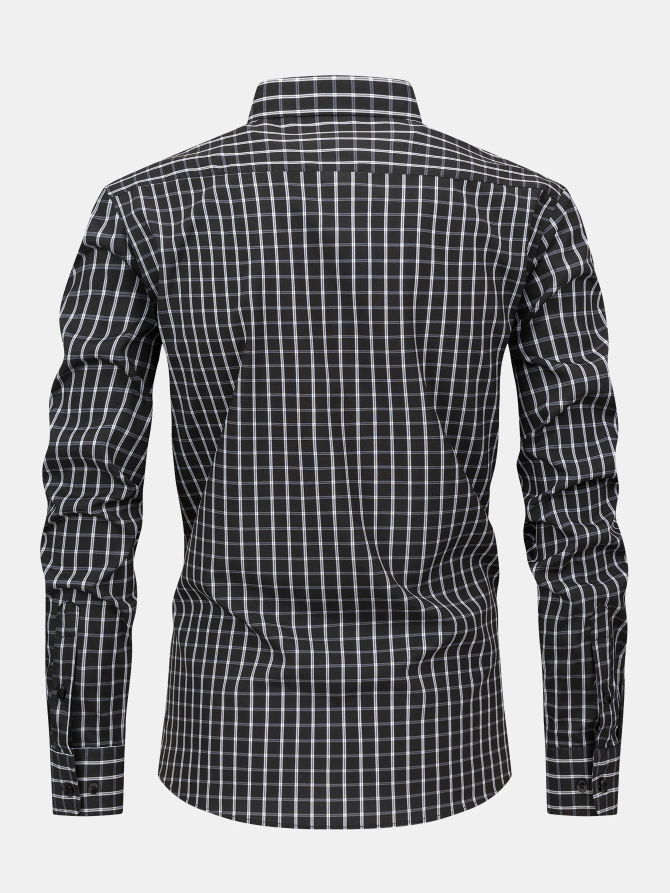 Button-Up Long Sleeve Checked Shirt