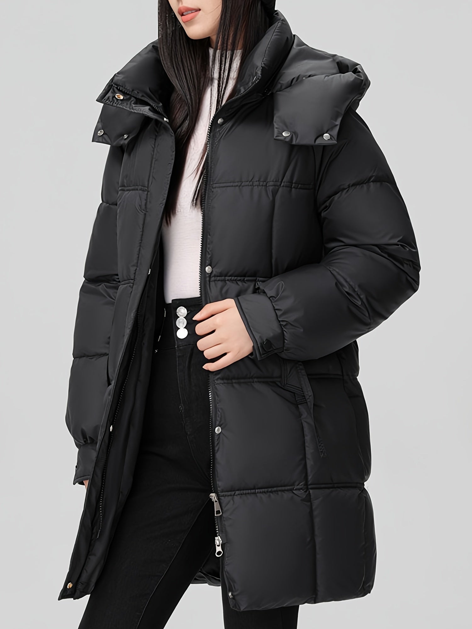Amelia | Belted Hooded Longline Puffer Coat