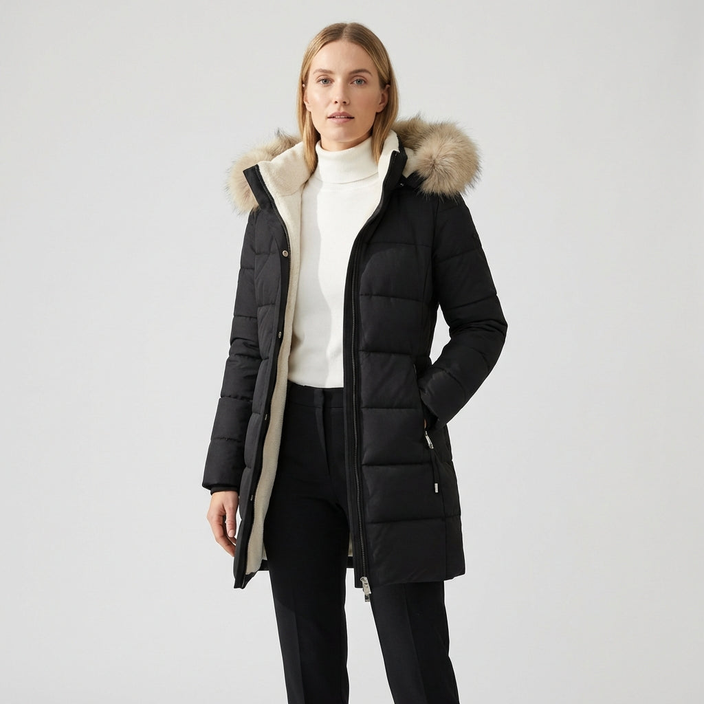 Lydia | Luxe Faux-Fur Hood Longline Puffer Coat