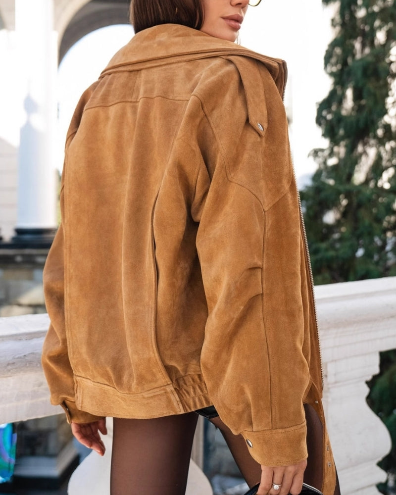 Vintage Draped Suede Effect Jacket