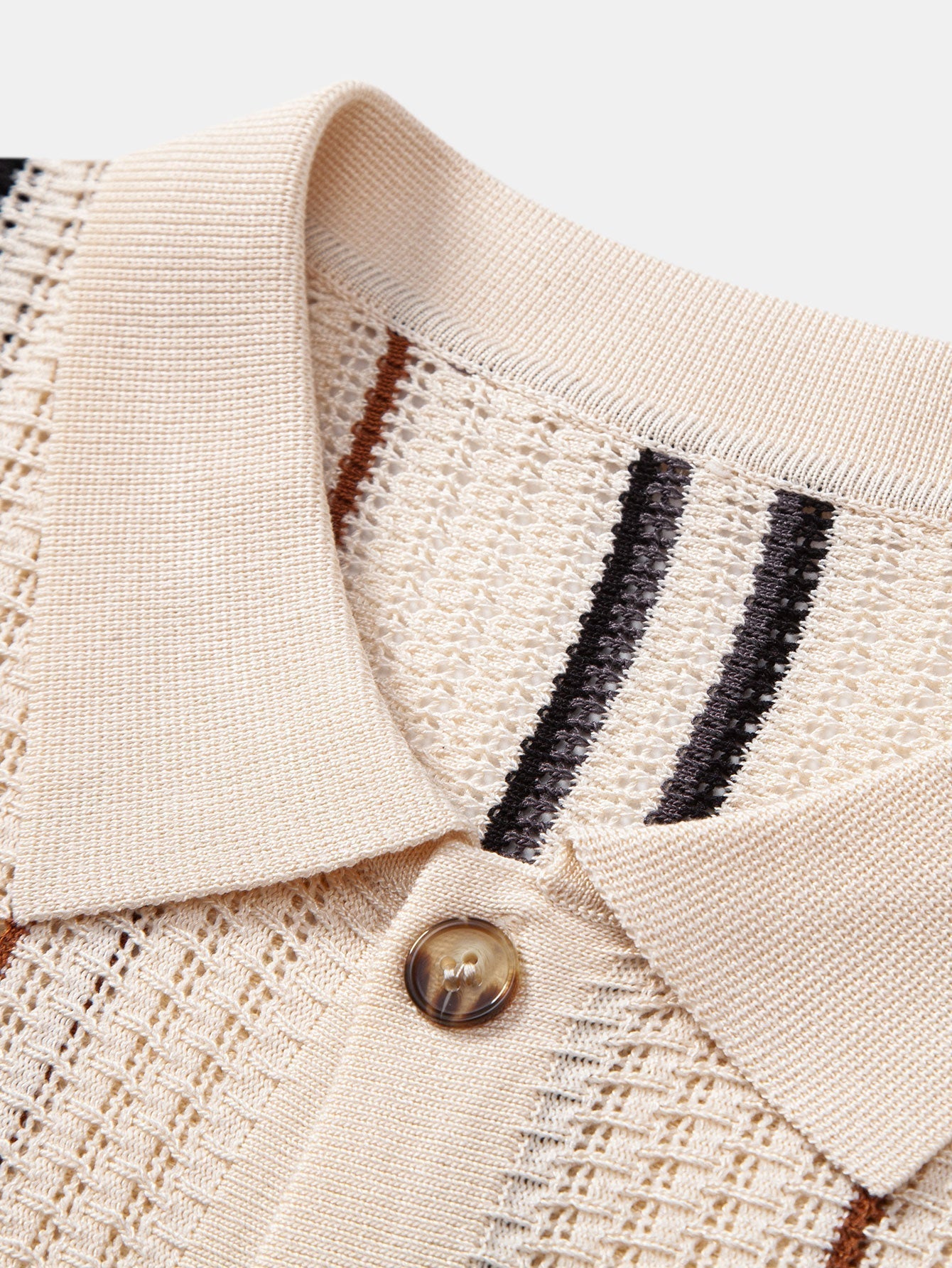 Striped Crochet Shirt with Buttons & Straight Leg Linen Trousers - Montaracrest