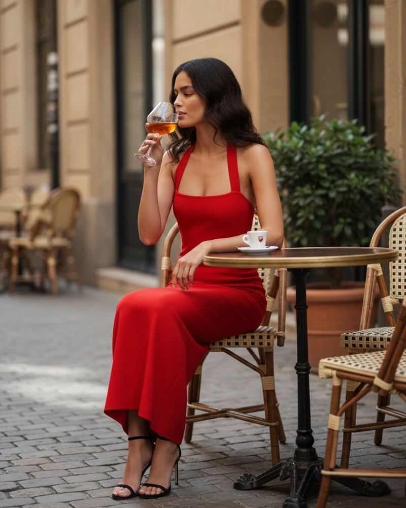 Abito Maxi Slim Fit con Scollo Halter - Montaracrest