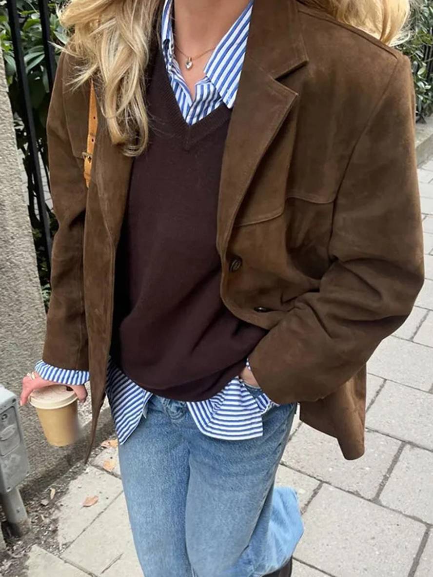 FIORA- Giacca Blazer in Camoscio - Montaracrest