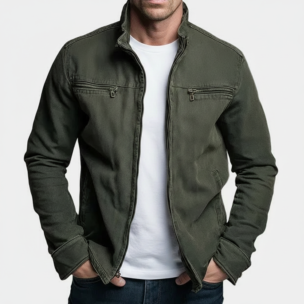 Montaracrest Denvera vintage cotton jacket with zipper closure, showcasing a stylish casual outerwear piece.