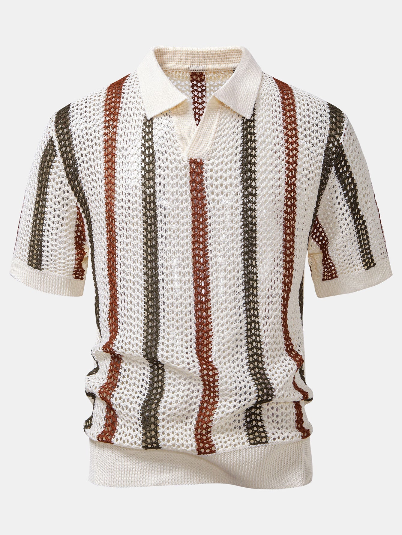 Crochet Polo Shirt & Straight-Leg Linen Trousers