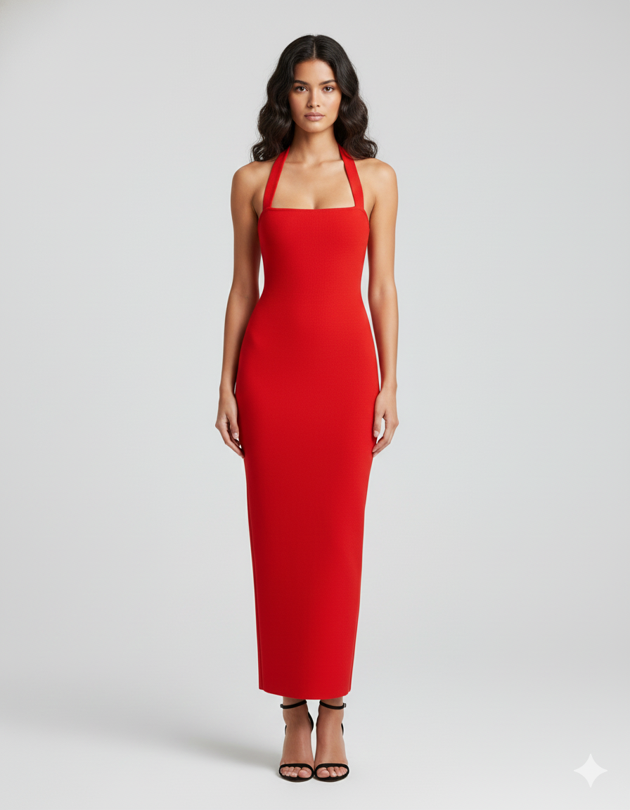 Abito Maxi Slim Fit con Scollo Halter