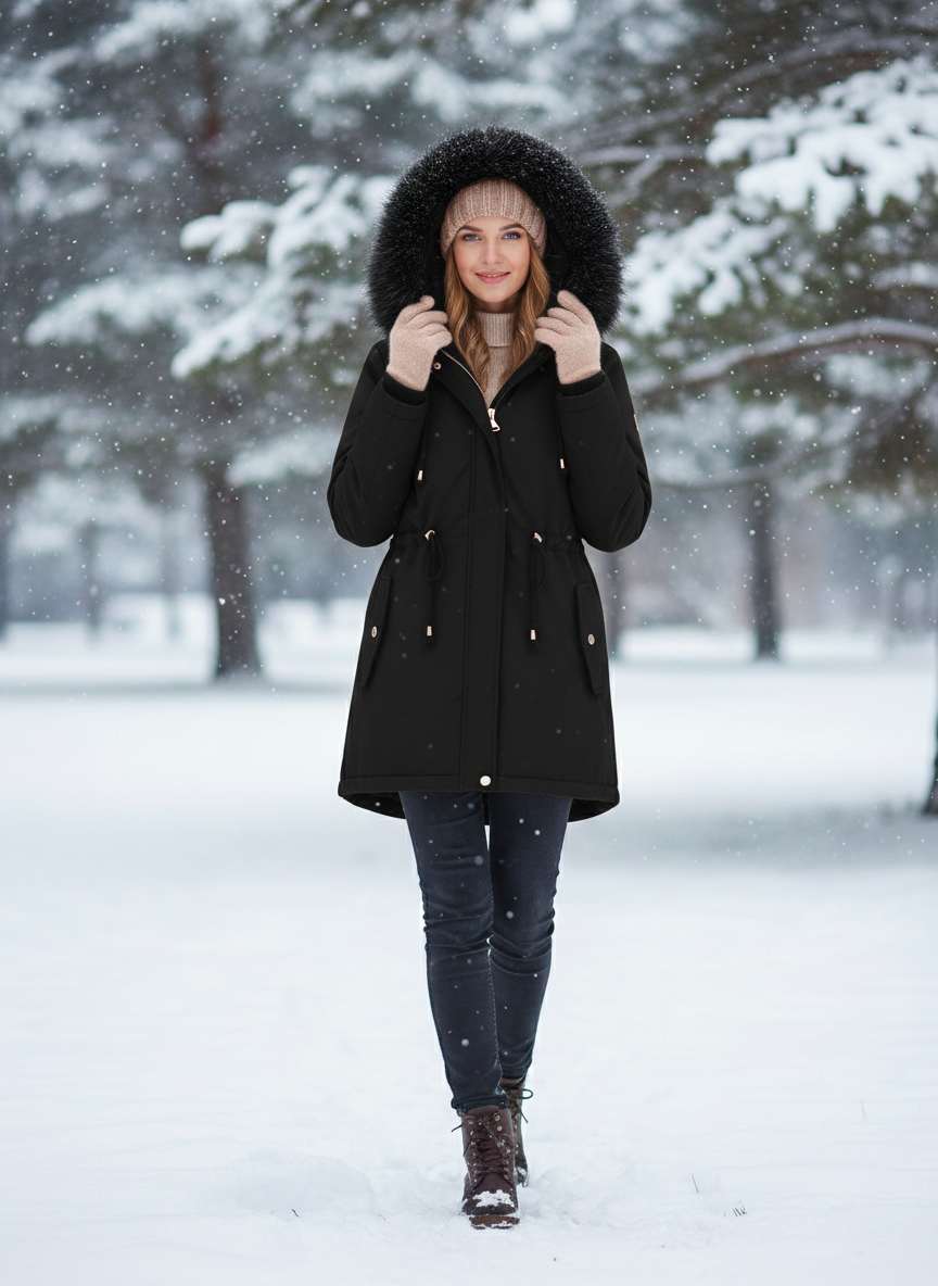 Daisy | Faux-Fur Lined Hooded Drawstring Parka Coat