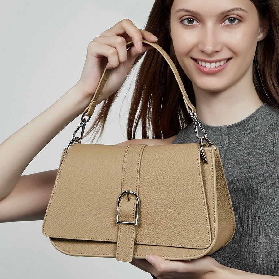 Borsa a tracolla minimalistica in vera pelle per pendolari