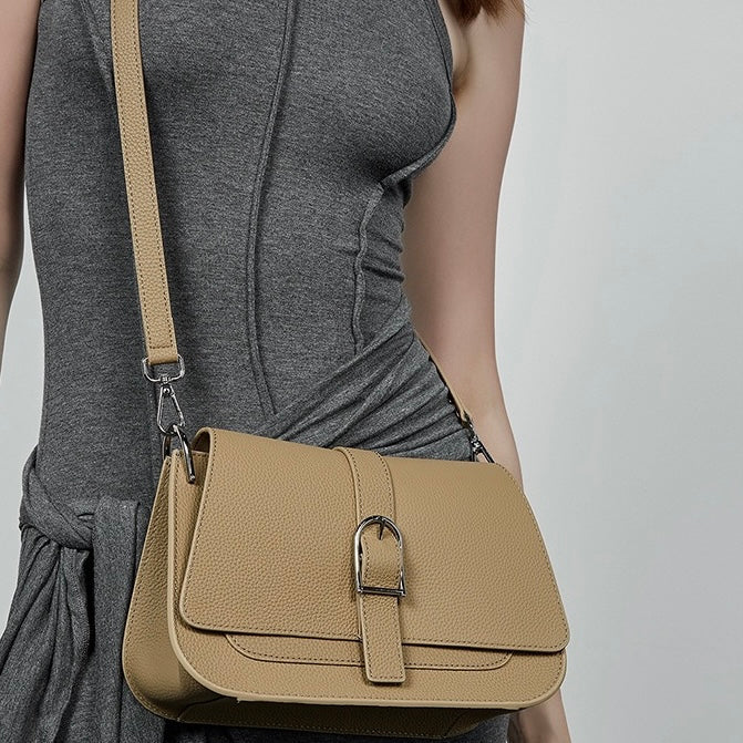 Borsa a tracolla minimalistica in vera pelle per pendolari