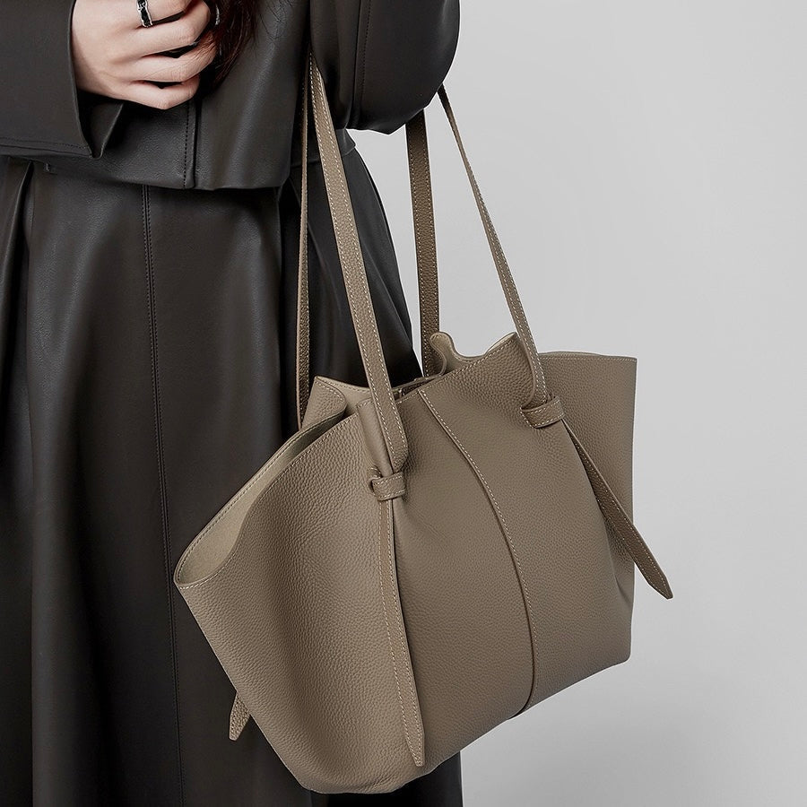Borsa tote Duo-Set in pelle testurizzata con pochette