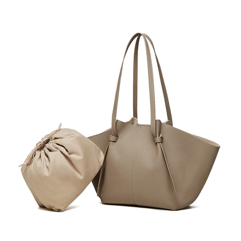 Borsa tote Duo-Set in pelle testurizzata con pochette