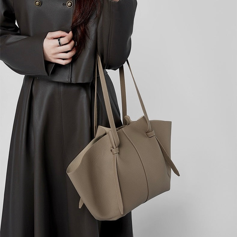 Borsa tote Duo-Set in pelle testurizzata con pochette