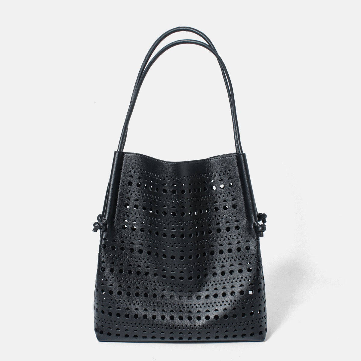 Borsa Tote Traforata in Vera Pelle con Pochette Removibile