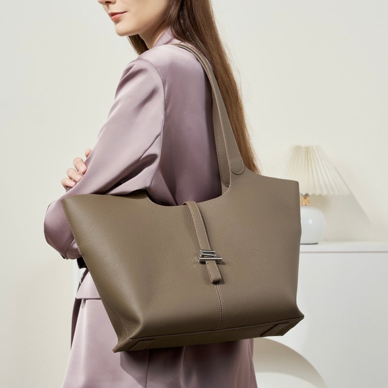 2025 New Women's Genuine Leather Large Capacity Commuter Tote Bag