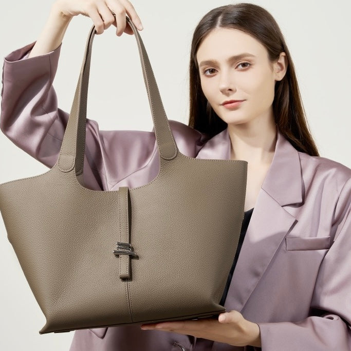 2025 New Women's Genuine Leather Large Capacity Commuter Tote Bag