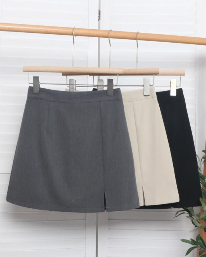Oxford Straight-Cut Miniskirt
