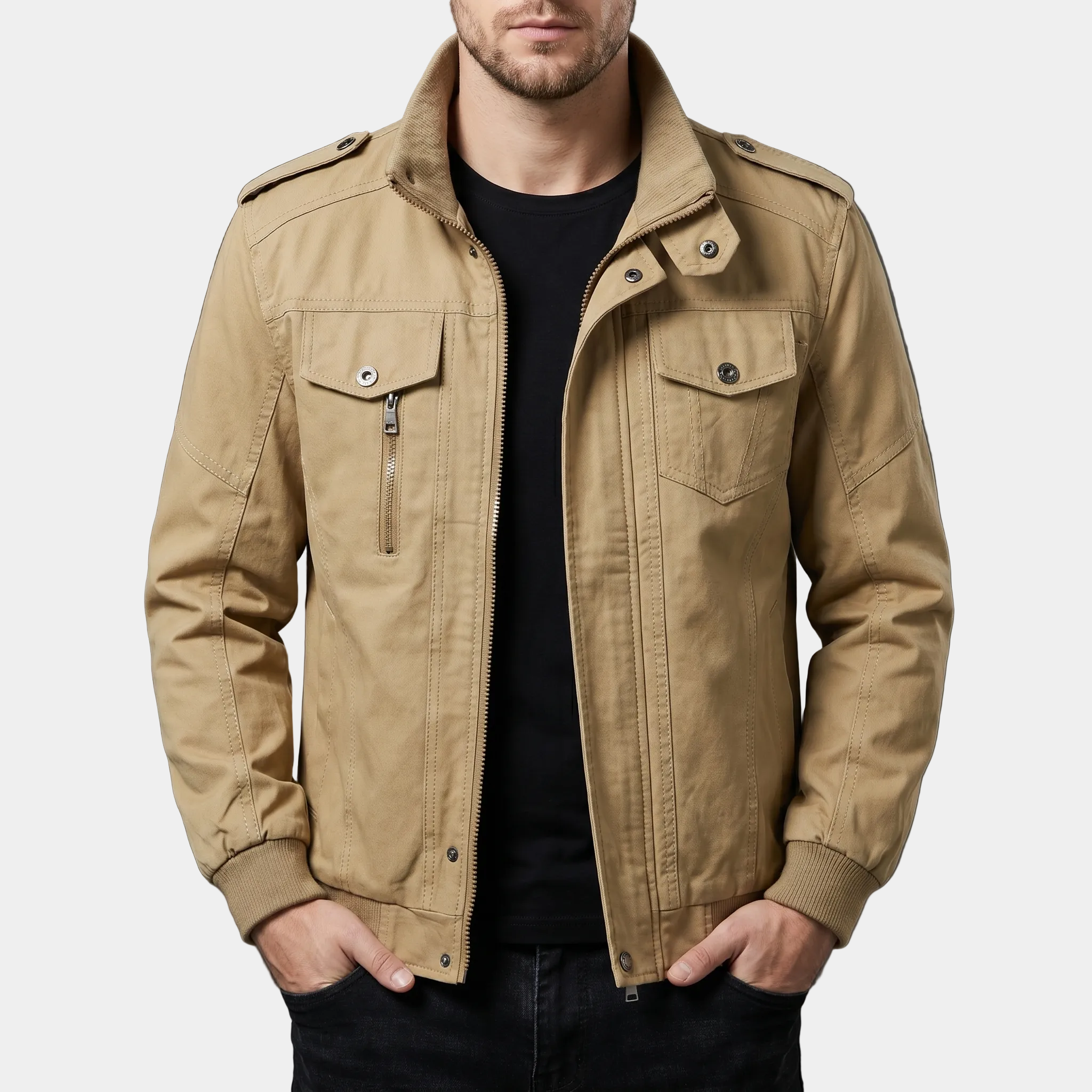 Green cotton jacket from Montaracrest's L'Avventuroso collection, featuring a stylish, casual design with a front zipper.