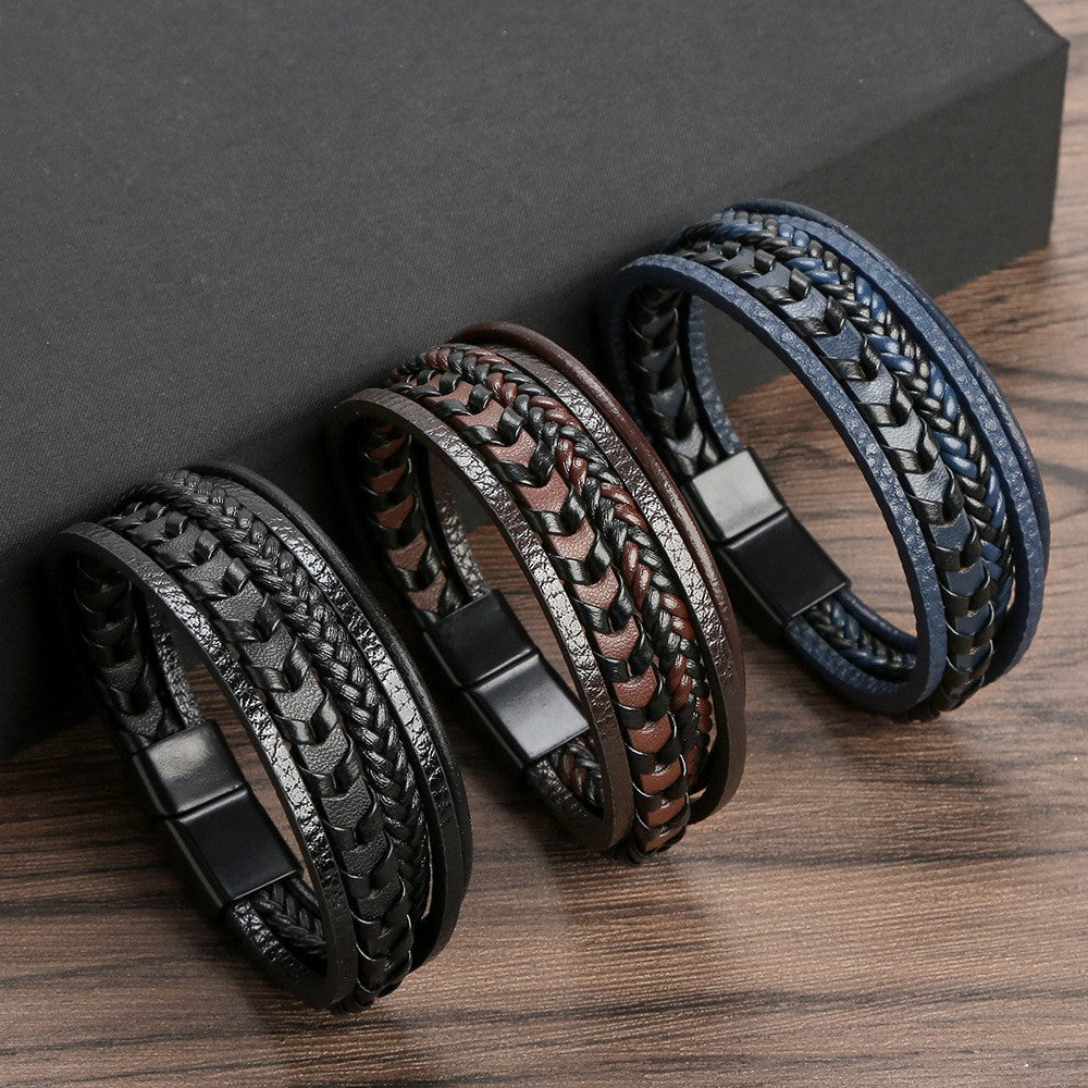 Premium Men's Leather Bracelet - Luxury Style - Montaracrest