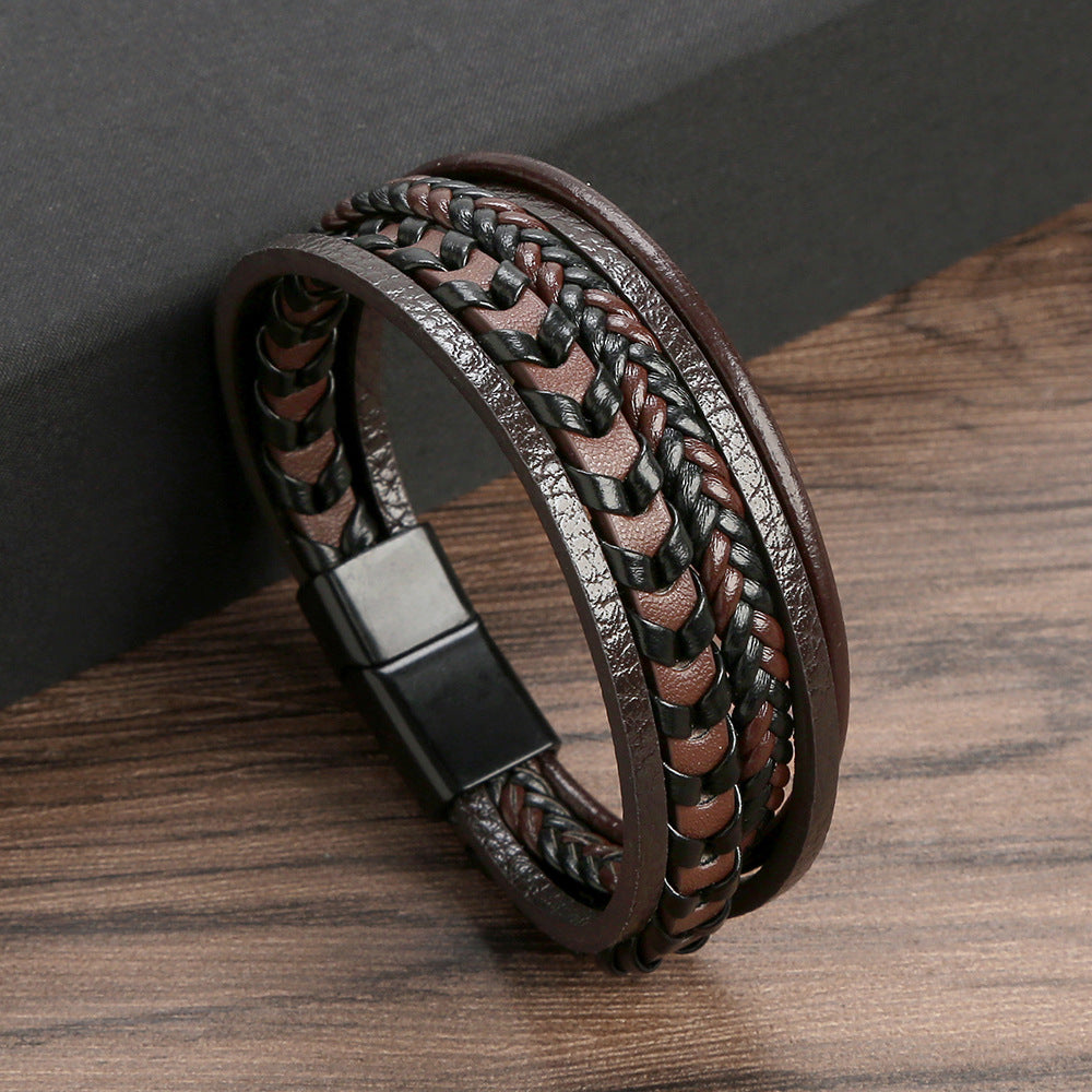 Premium Men's Leather Bracelet - Luxury Style - Montaracrest