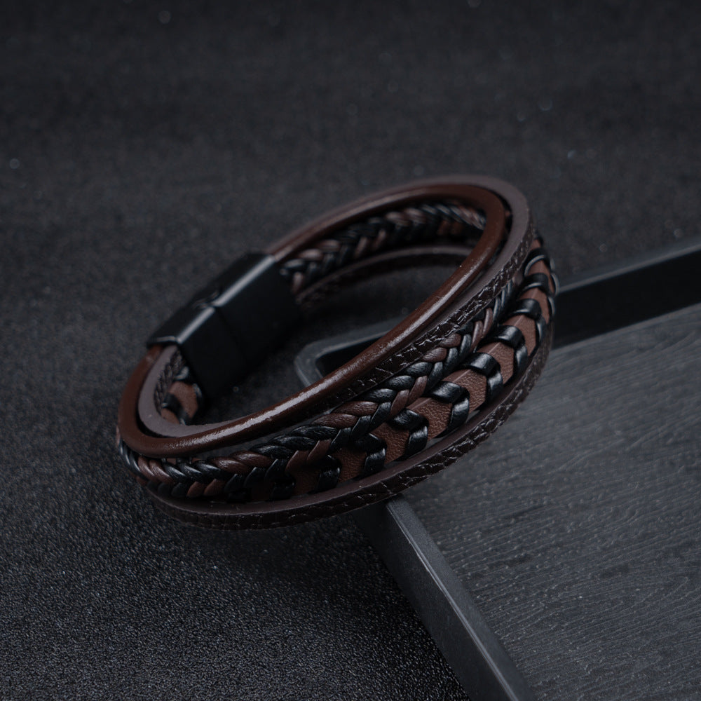 Premium Men's Leather Bracelet - Luxury Style - Montaracrest