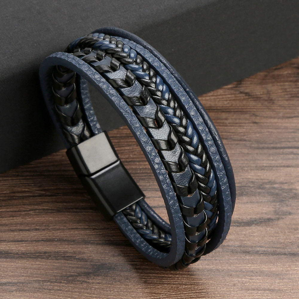 Premium Men's Leather Bracelet - Luxury Style - Montaracrest