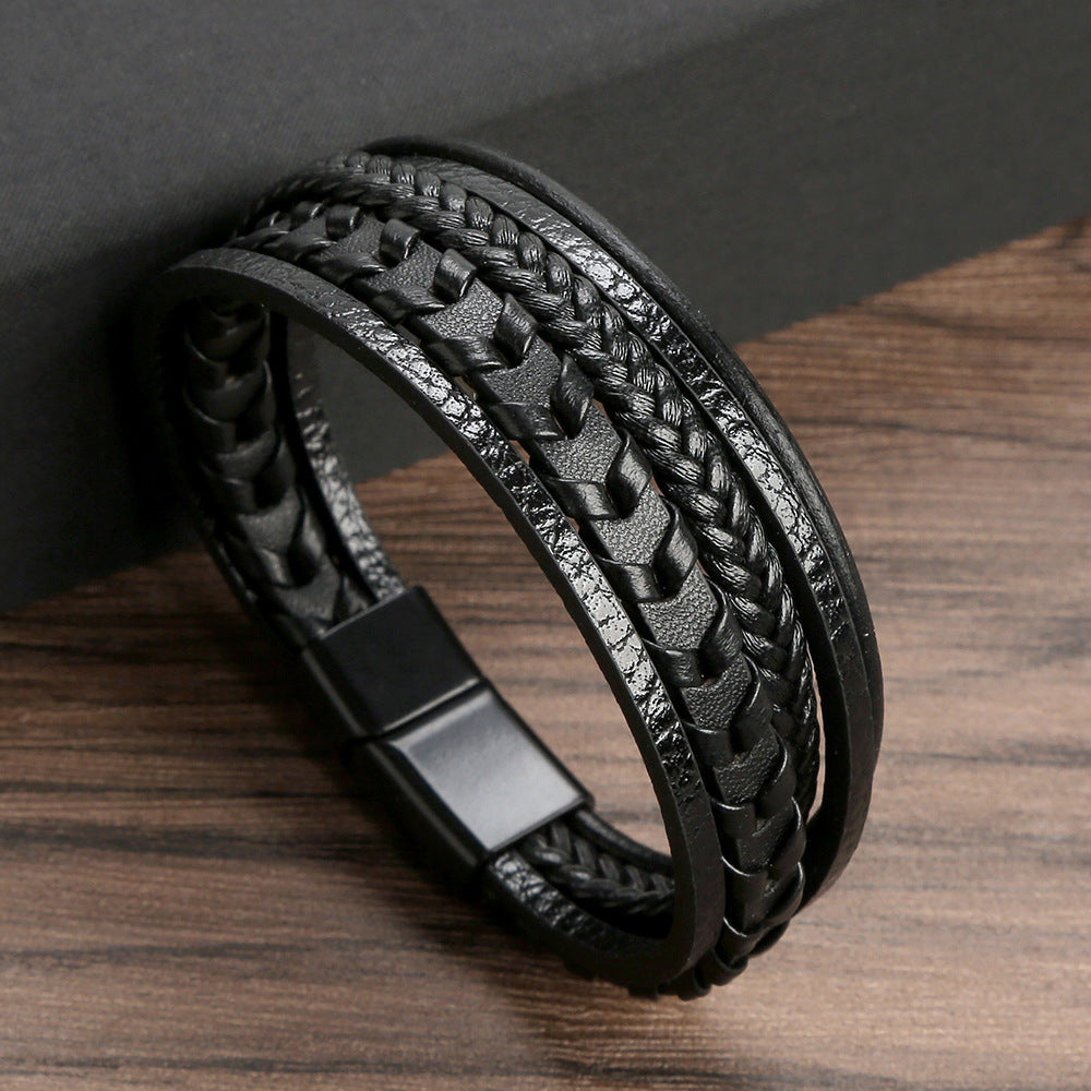Premium Men's Leather Bracelet - Luxury Style - Montaracrest