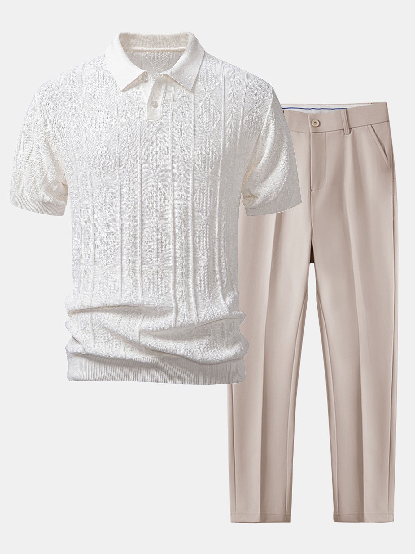 Geometric Jacquard Polo with Tapered Slim Fit Pants - Montaracrest