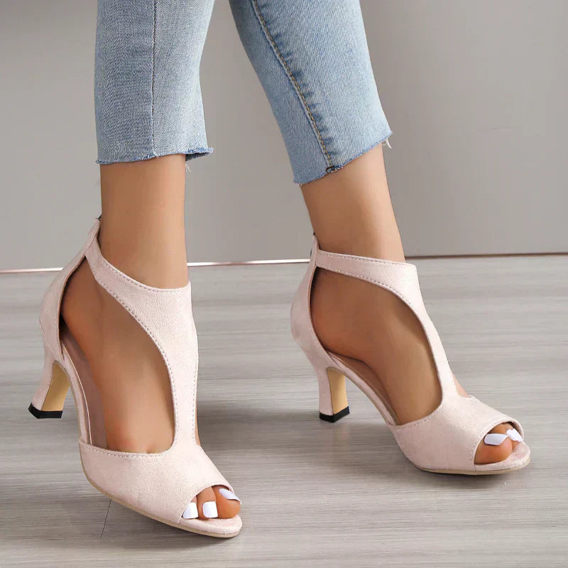 Heeled sandals – Perforated sides and back zip