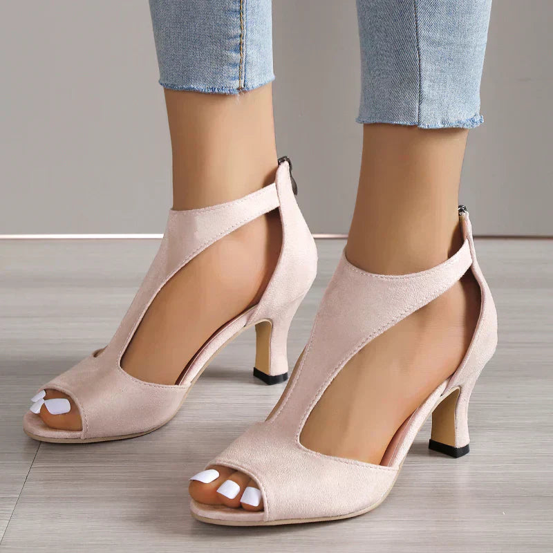 Heeled sandals – Perforated sides and back zip