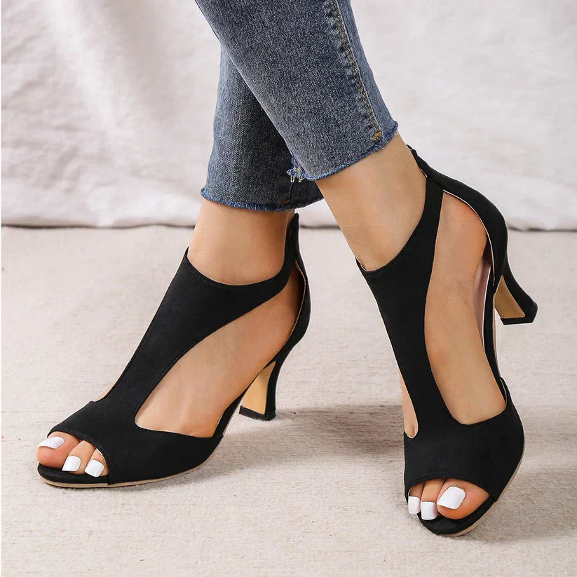Heeled sandals – Perforated sides and back zip