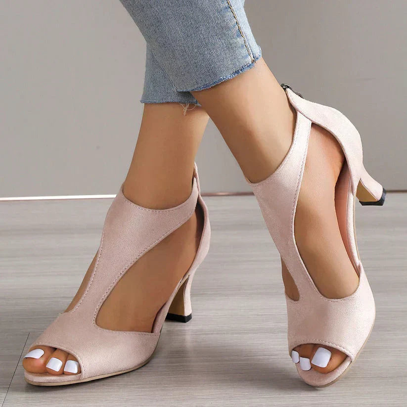 Heeled sandals – Perforated sides and back zip