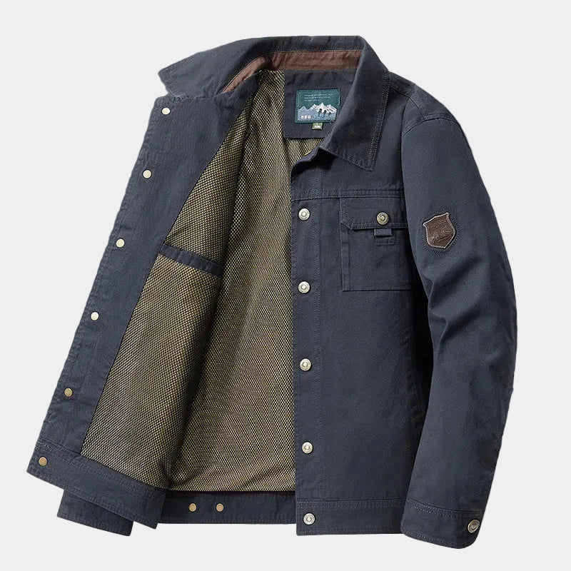 Vintage cotton Giacca Brenton by Montara & Crest, showing the stylish tailored jacket with a classic collar and button details.