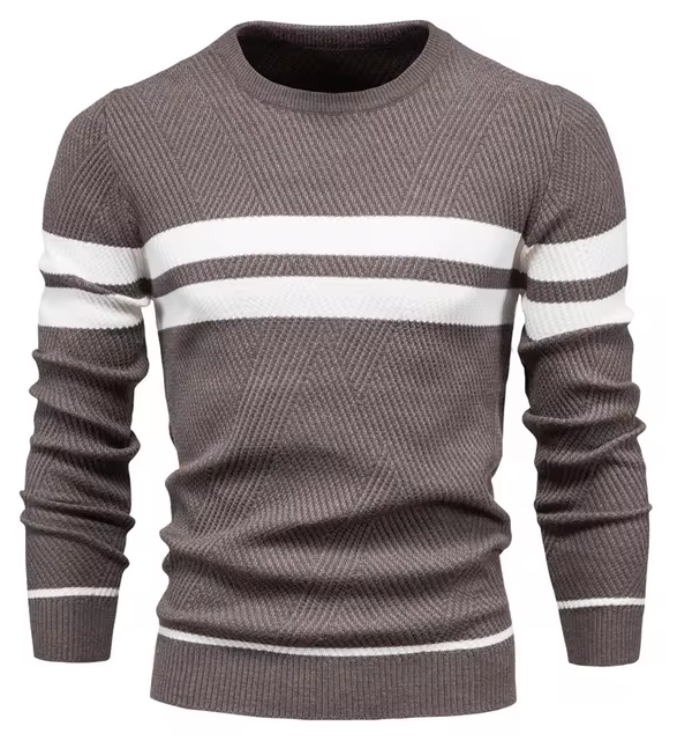 Elegant Herringbone Pattern Pullover for Men